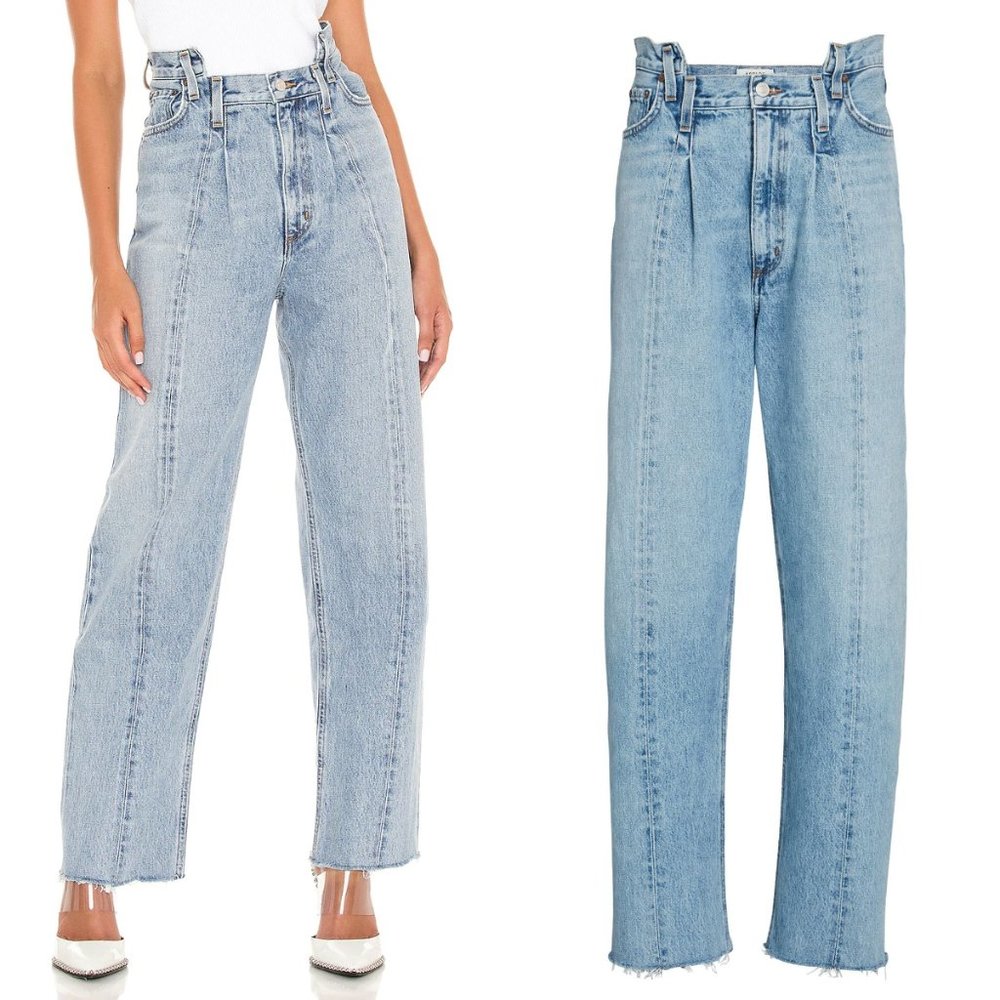 AGOLDE Women's Size 24 Pieced Angled Straight Leg Denim Jeans High Rise Matrix - Picture 1 of 14
